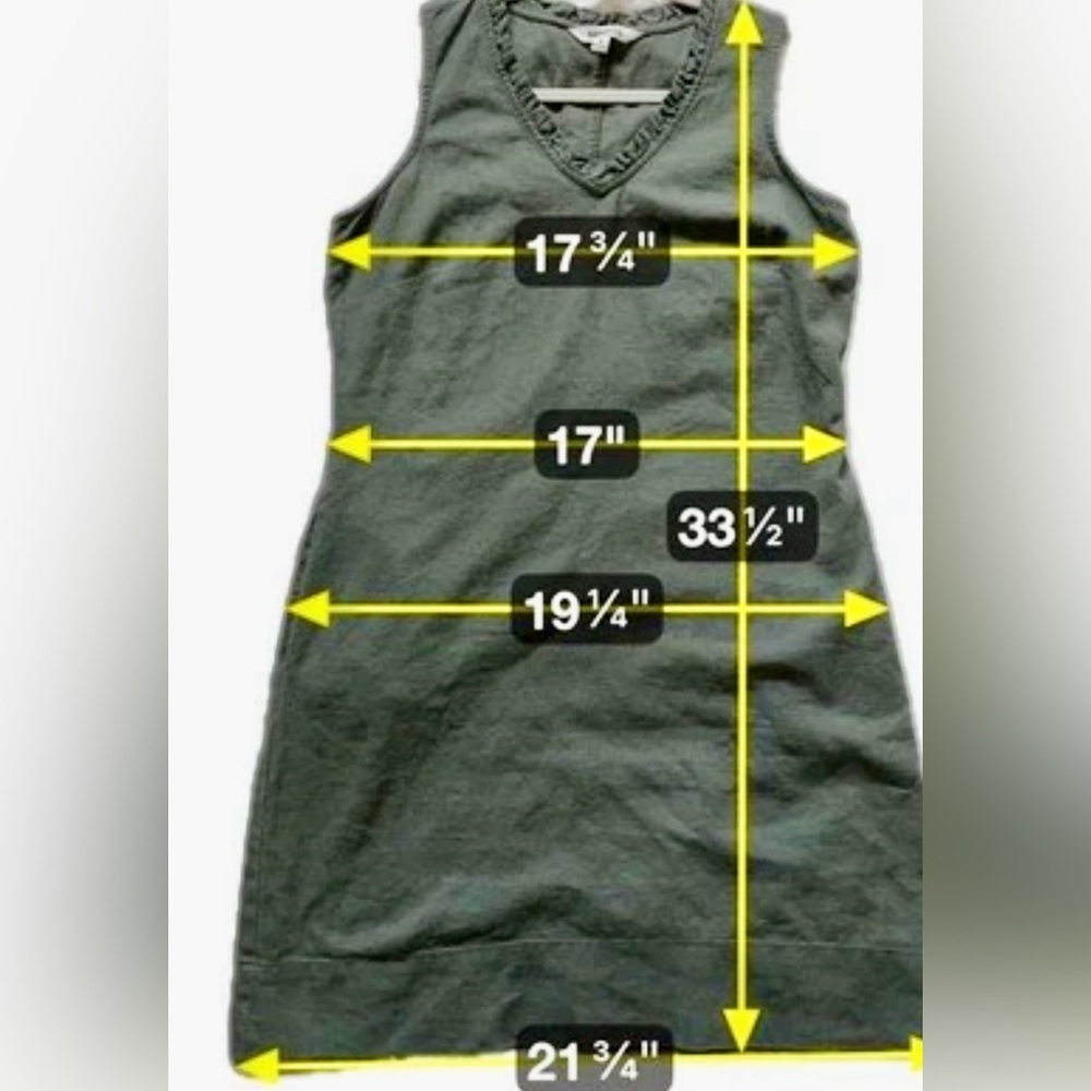Briggs New York Linen Blend Sleeveless Shift Dress Green Ruffle Neck Size‎ Small - Picture 8 of 11
